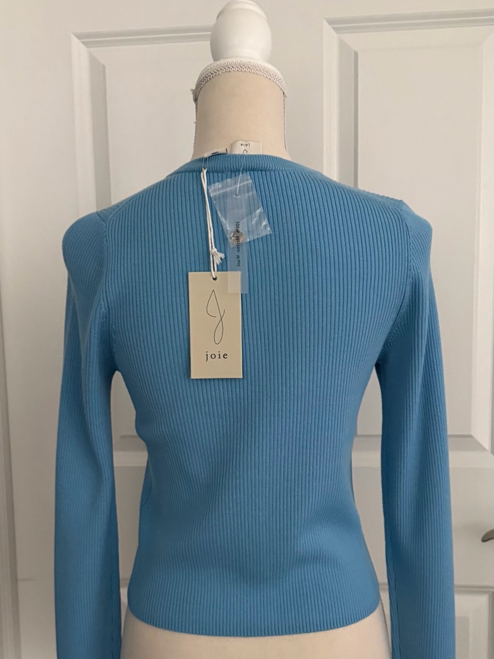 JOIE SKY BLUE RIBBED MERINO WOOL CARDIGAN SIZE S- TAGS ON NEW - Picture 9 of 9